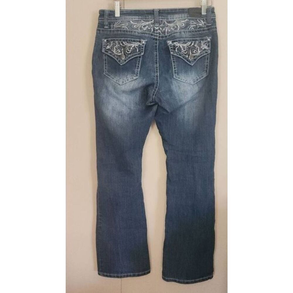 82 Love Nation jeans w embroidery & silver sequins on back yoke & pockets